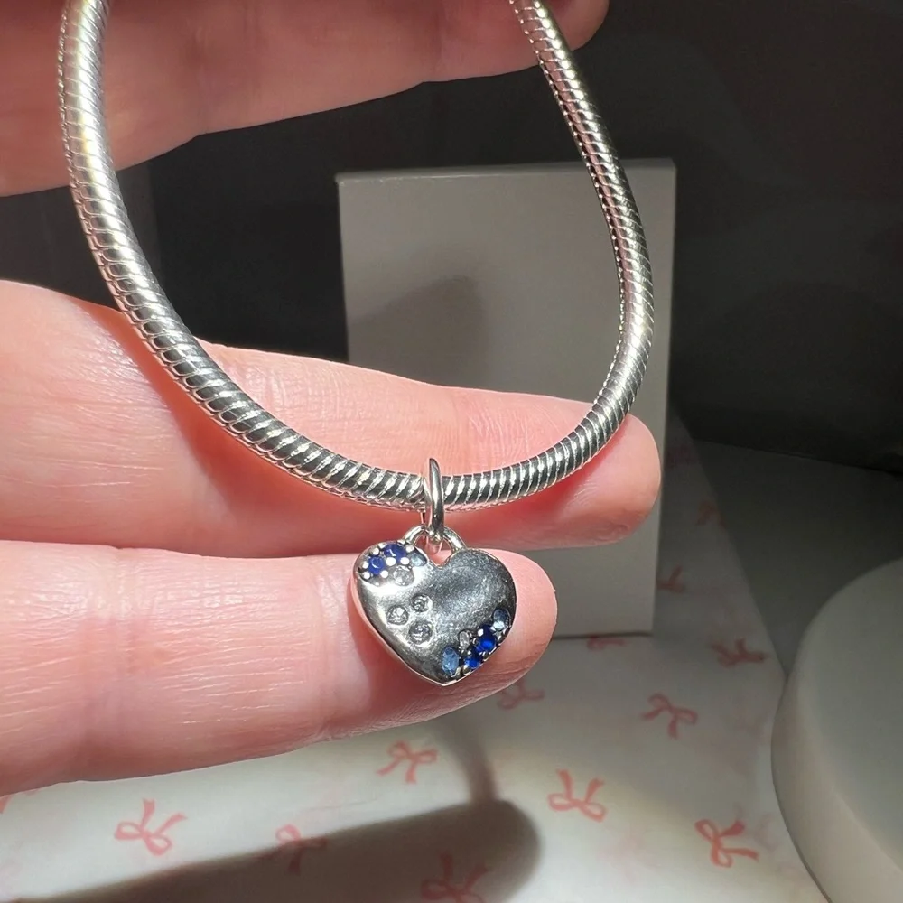 Heart Charm with Blue Accents